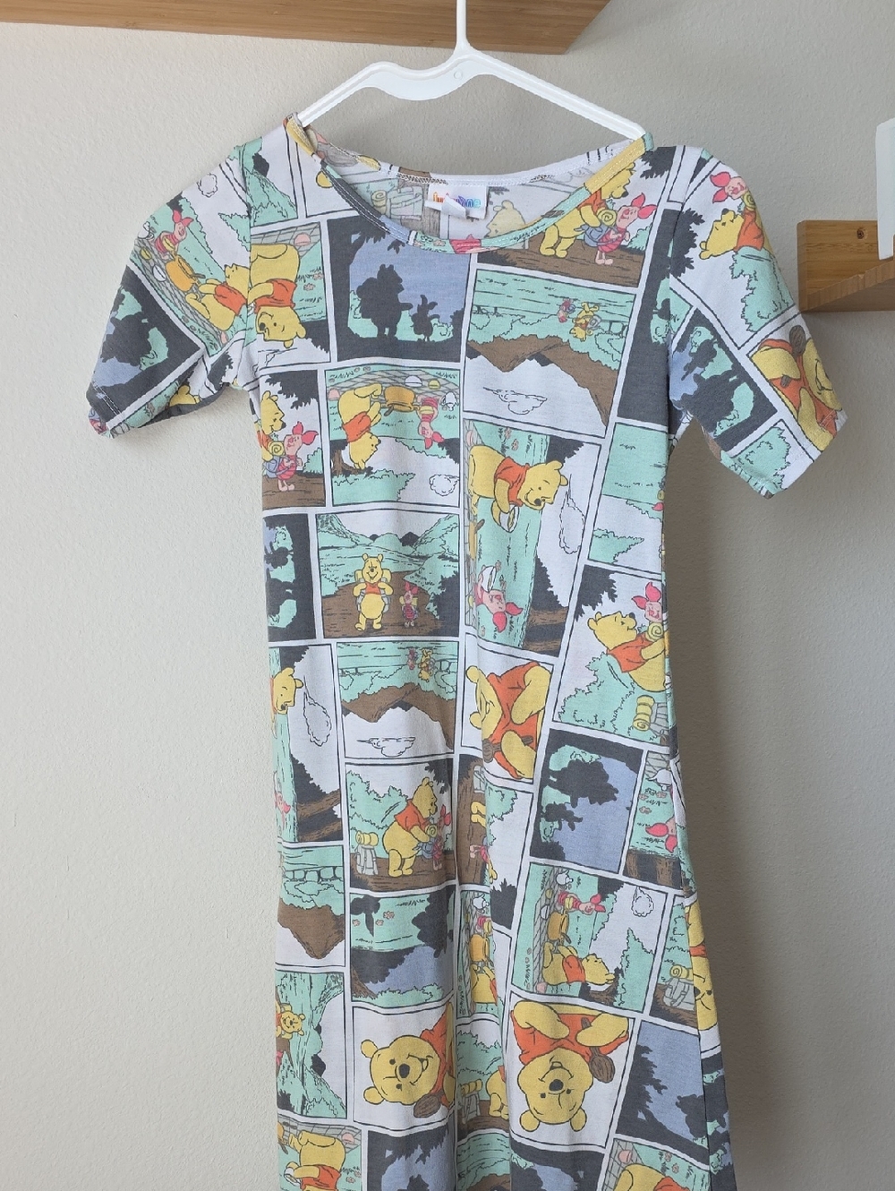 LuLaRoe Multicolor Winnie The Pooh Print Dress- Pastel Rainbow Logo